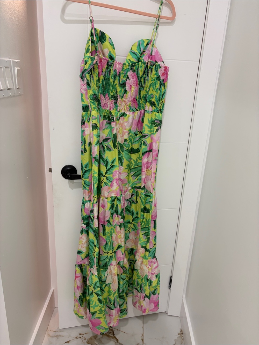 FARM Rio Green Floral Maxi Dress with Pink Blooms - Picture 3 of 7